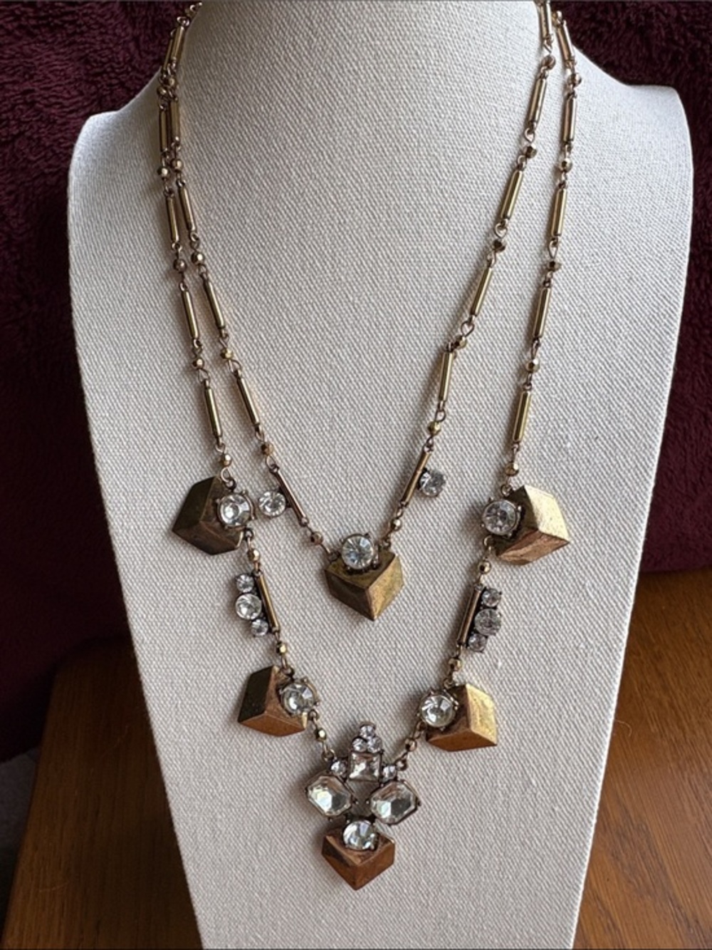 Spellbound Gold-Tone Crystal Pendant Layered Necklace